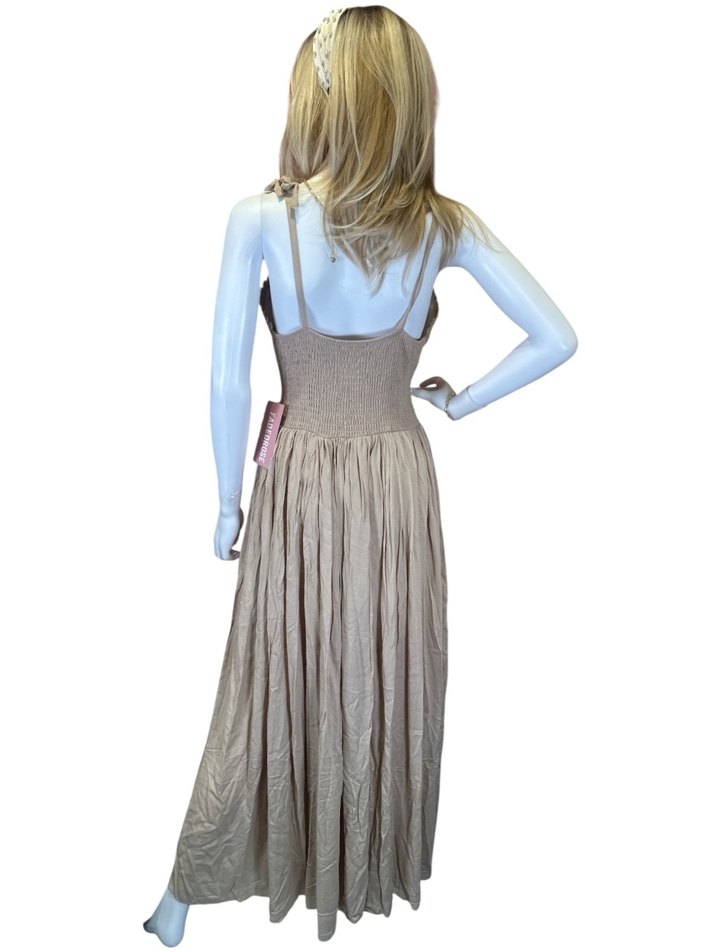 Crochet-Bodice Maxi Dress in Beige - Picture 5 of 10